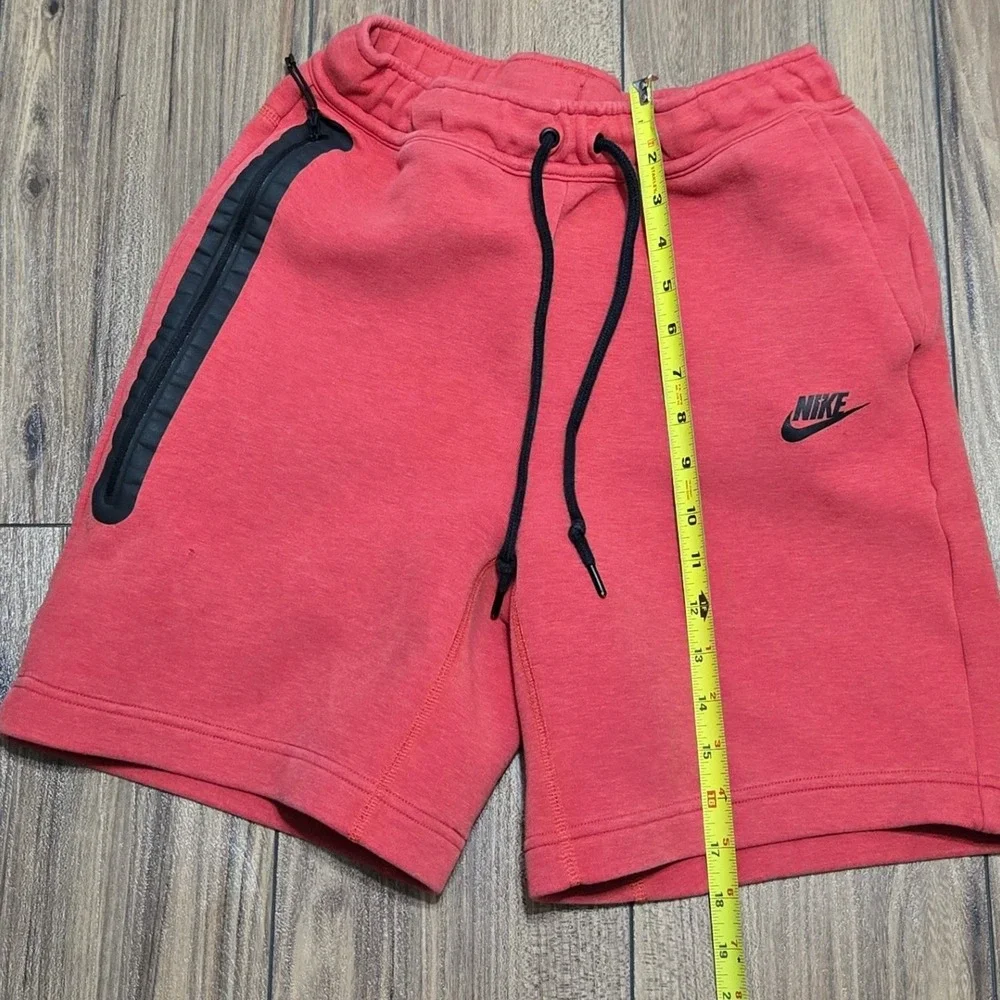 Nike Tech Fleece Shorts Womens Small Red Heathered Bonded Zip Athletic Casual